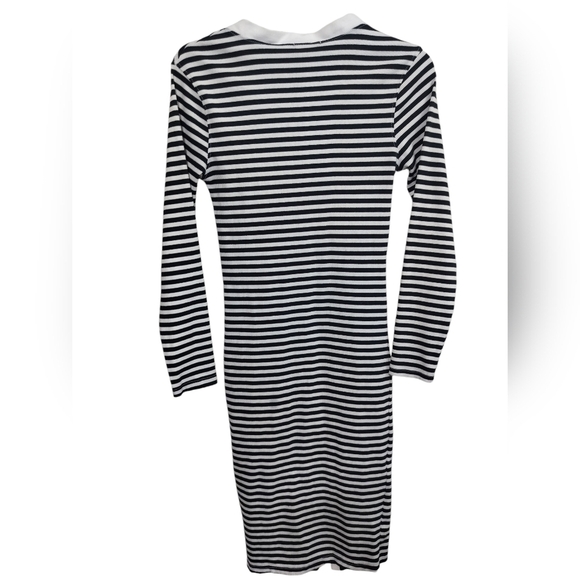 2960)Pretty Little Thing Thick Rib Striped Button Through Long Sleeve Dress 10 - Picture 3 of 11